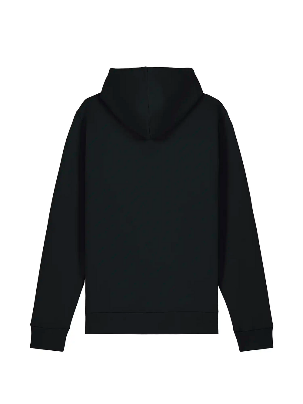 Rückseite eines schwarzen NORRGANIC Hoodies.